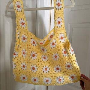Altar'd State Floral Crochet Top in Yellow and White